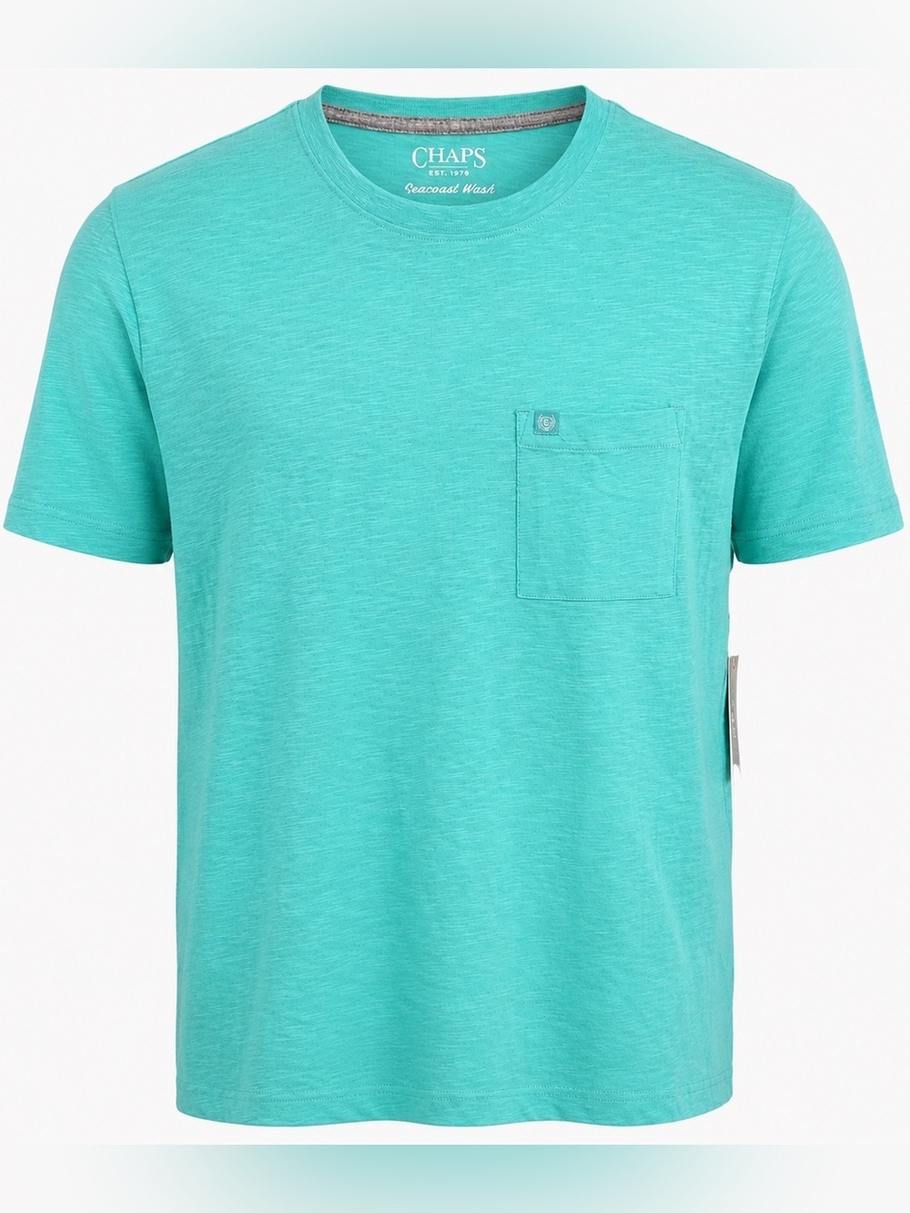 Chaps Men’s Pocket T Shirt Medium Pool Blue Slub Knit Short Sleeve NWT
